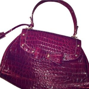Mellie Bianco Red Crocodile style clutch Purse